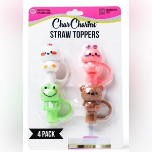 CharCharms Animal 4-Pack Straw Topper - New
